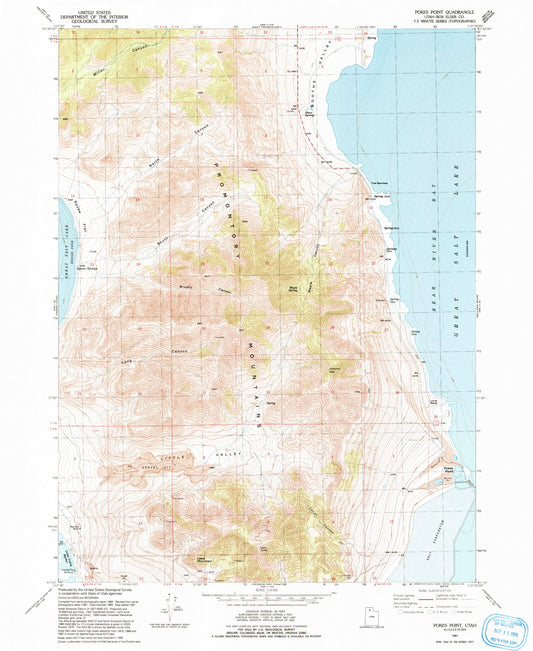 Classic USGS Pokes Point Utah 7.5'x7.5' Topo Map Image