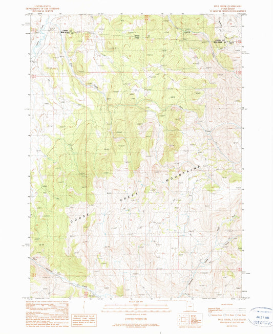 Classic USGS Pole Creek Utah 7.5'x7.5' Topo Map Image
