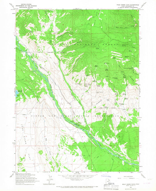 Classic USGS Dark Canyon Utah 7.5'x7.5' Topo Map Image