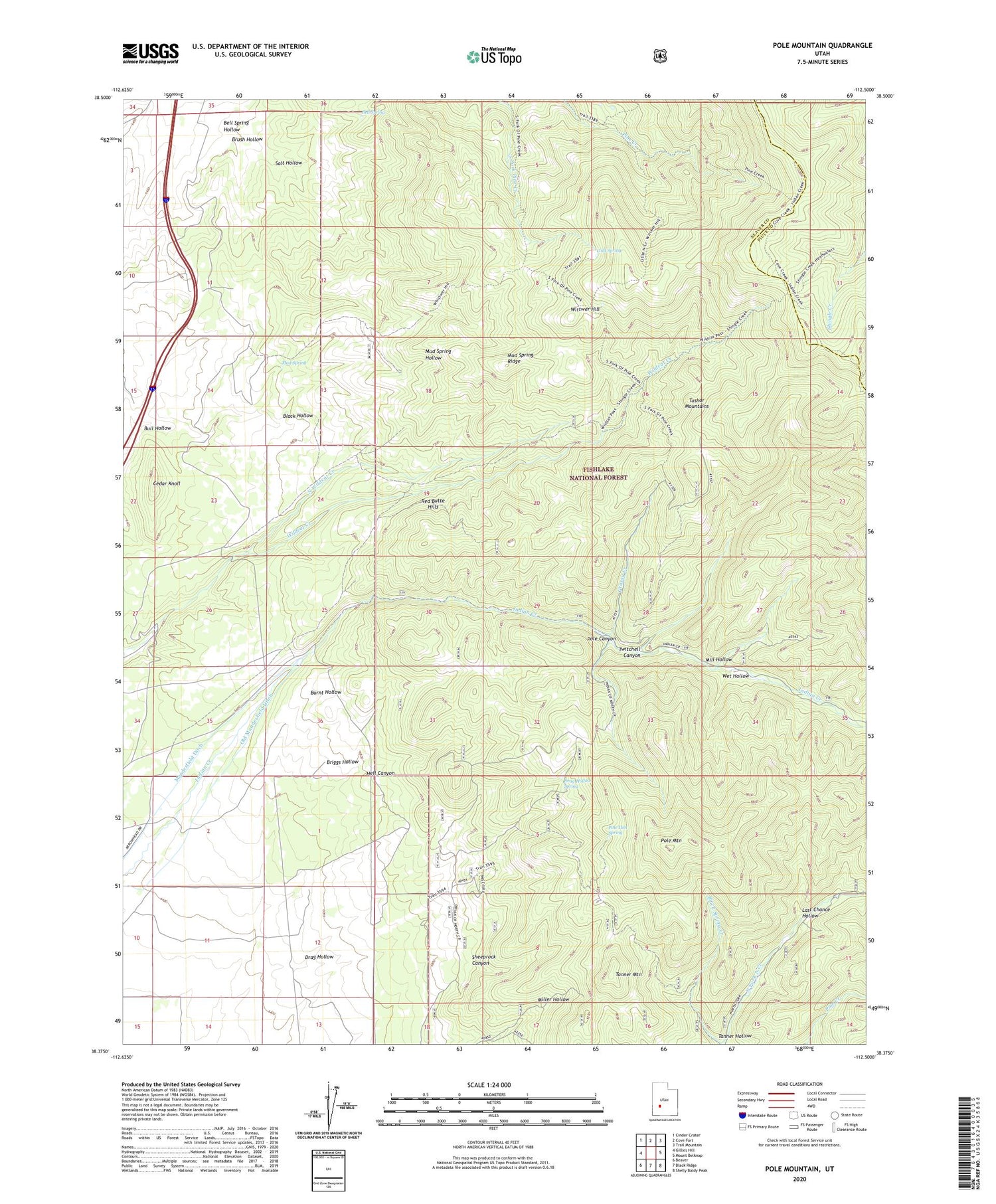 Pole Mountain Utah US Topo Map Image