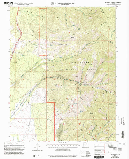 Classic USGS Pole Mountain Utah 7.5'x7.5' Topo Map Image