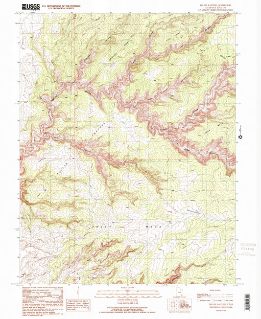 USGS Classic Pollys Pasture Utah 7.5'x7.5' Topo Map Image