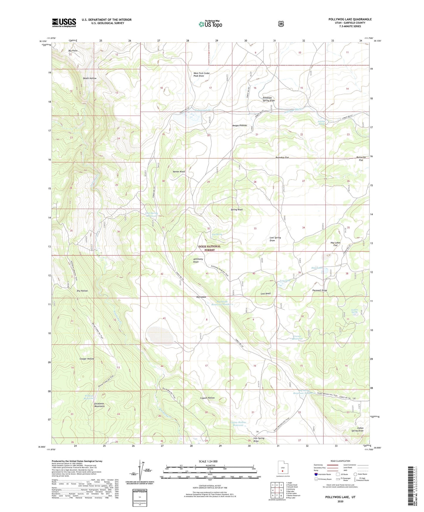 Pollywog Lake Utah US Topo Map Image