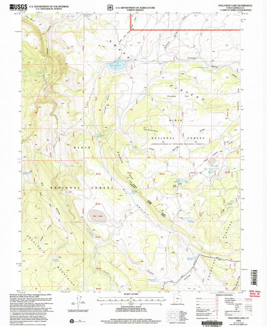 Classic USGS Pollywog Lake Utah 7.5'x7.5' Topo Map Image