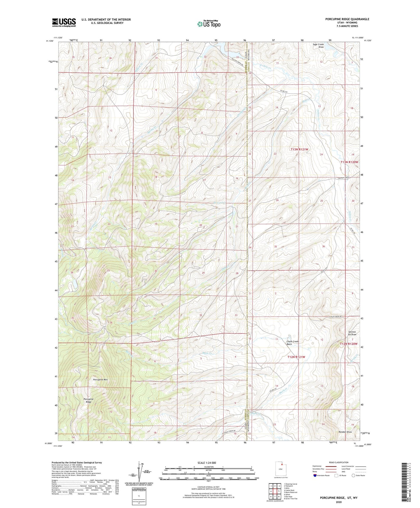 Porcupine Ridge Utah US Topo Map Image