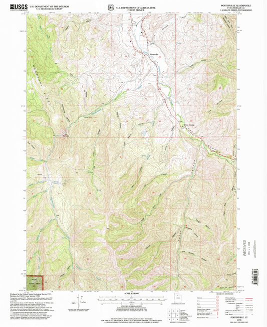 Classic USGS Porterville Utah 7.5'x7.5' Topo Map Image