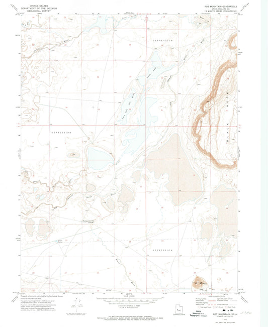 Classic USGS Pot Mountain Utah 7.5'x7.5' Topo Map Image