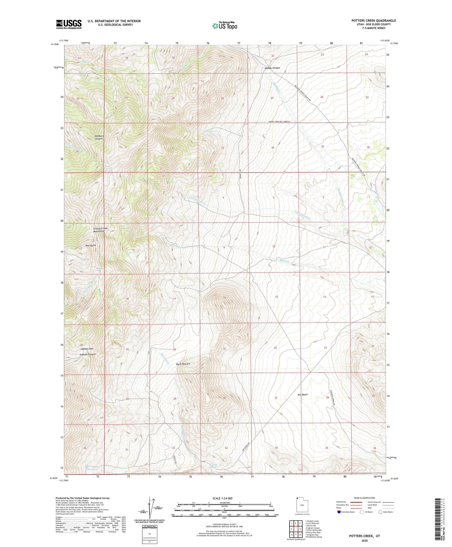 Potters Creek Utah US Topo Map Image