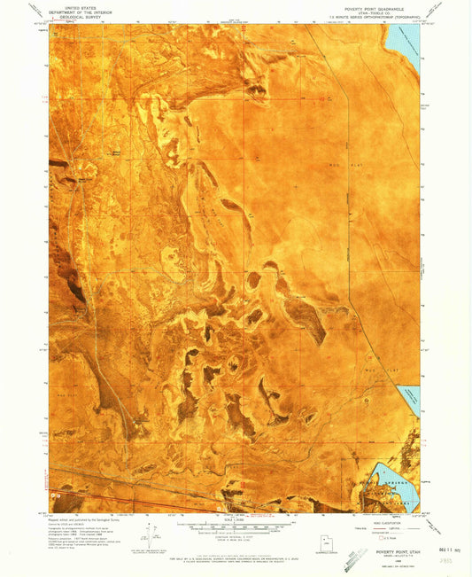 Classic USGS Poverty Point Utah 7.5'x7.5' Topo Map Image