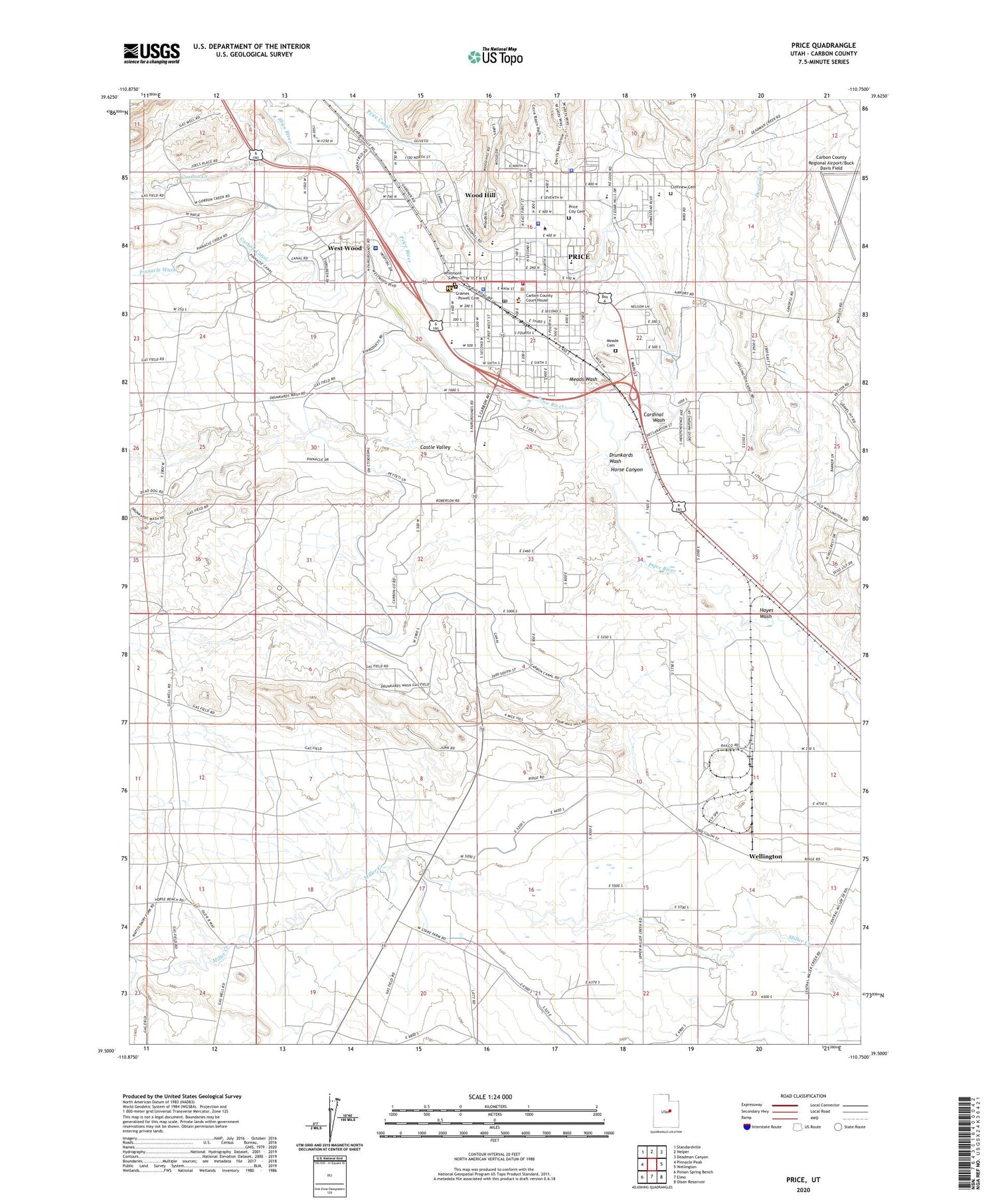 Price Utah US Topo Map Image