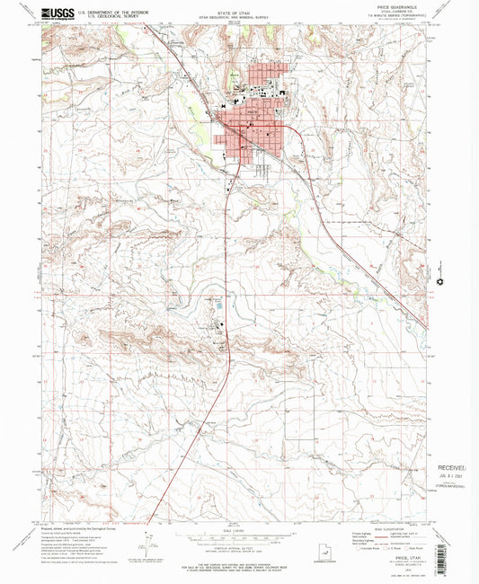 Classic USGS Price Utah 7.5'x7.5' Topo Map Image