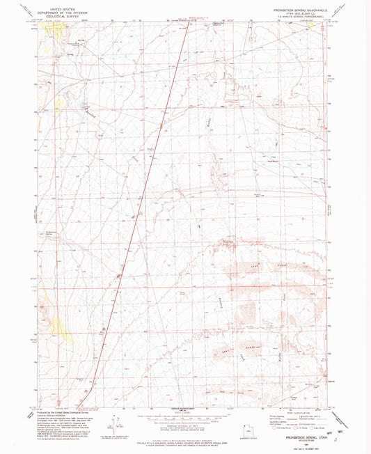 Classic USGS Prohibition Spring Utah 7.5'x7.5' Topo Map Image