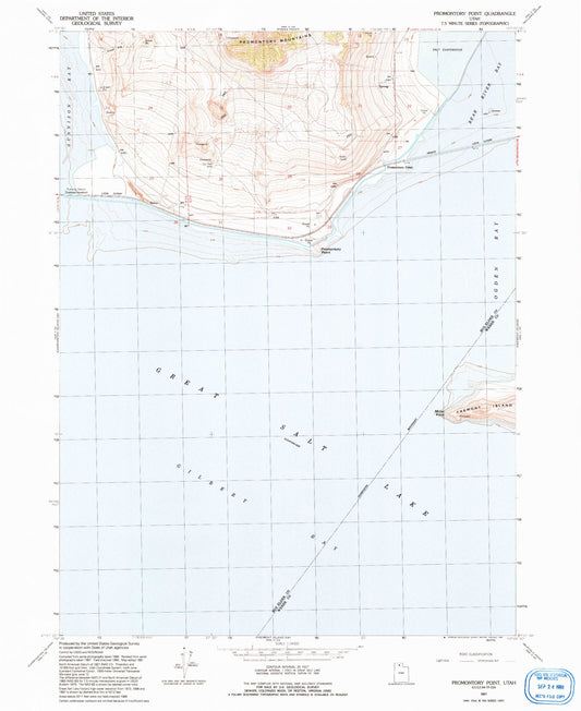 Classic USGS Promontory Point Utah 7.5'x7.5' Topo Map Image