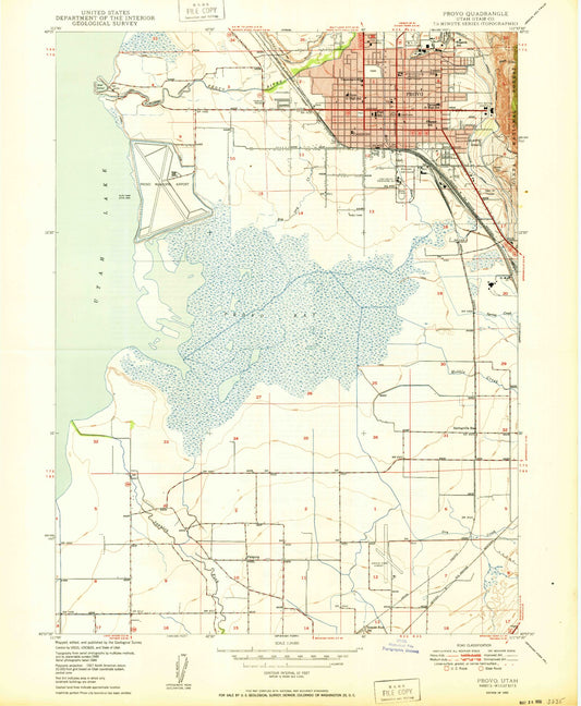 Classic USGS Provo Utah 7.5'x7.5' Topo Map Image