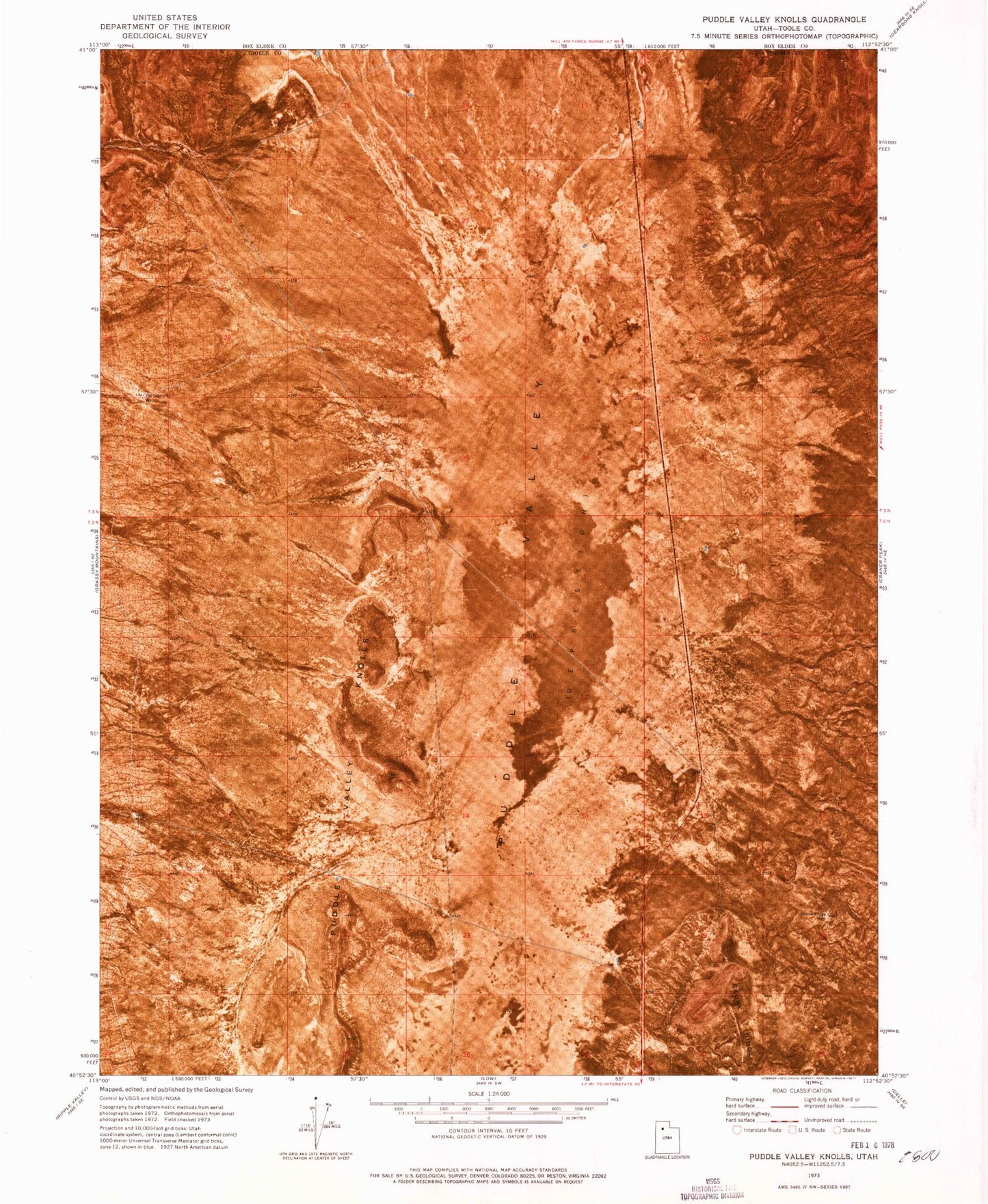 Classic USGS Puddle Valley Knolls Utah 7.5'x7.5' Topo Map Image