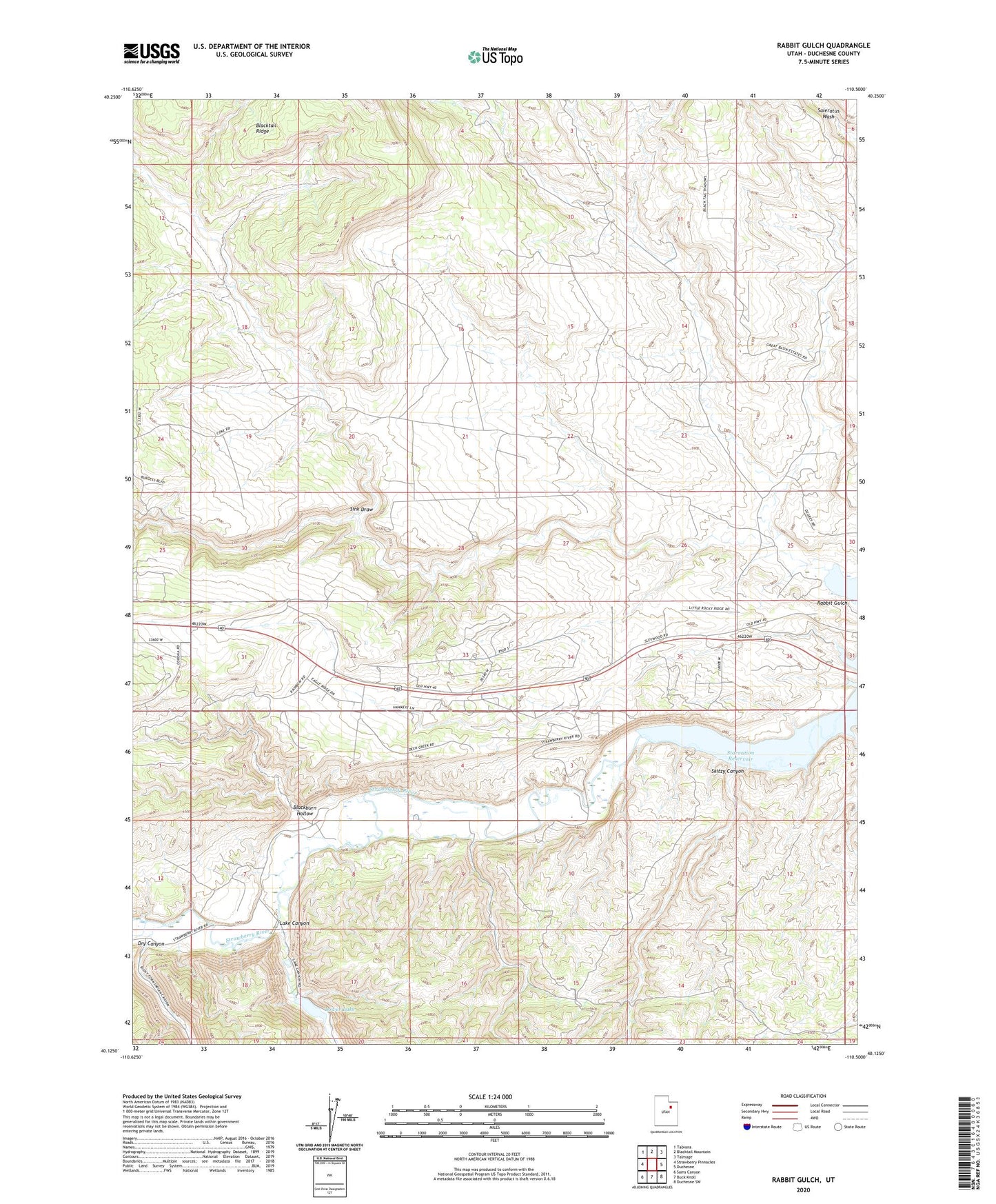 Rabbit Gulch Utah US Topo Map Image