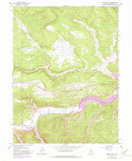 Classic USGS Rabbit Gulch Utah 7.5'x7.5' Topo Map Image