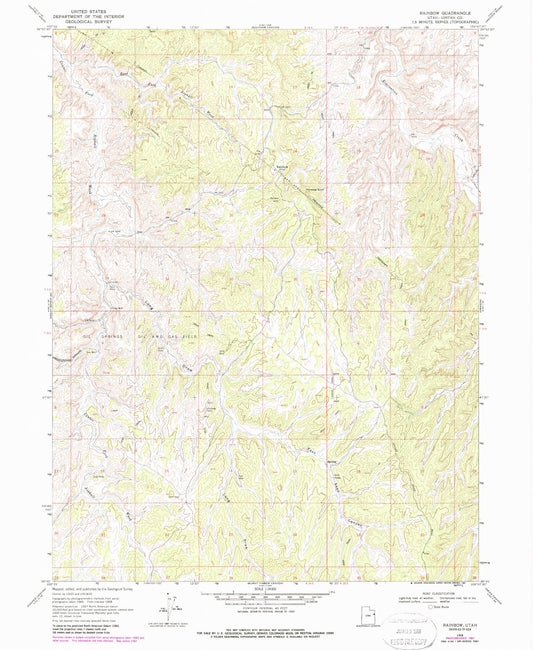Classic USGS Rainbow Utah 7.5'x7.5' Topo Map Image