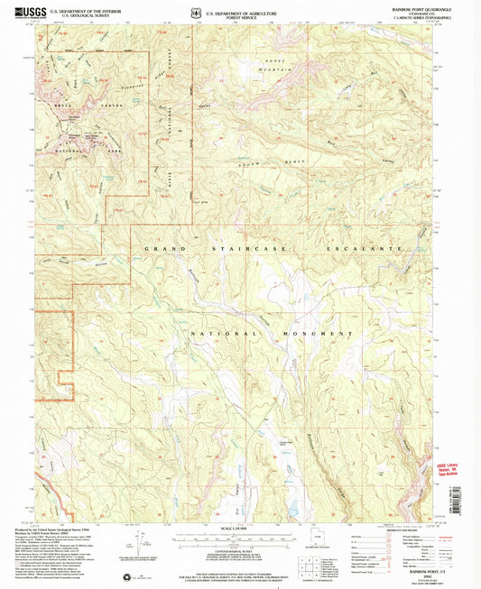 Classic USGS Rainbow Point Utah 7.5'x7.5' Topo Map Image
