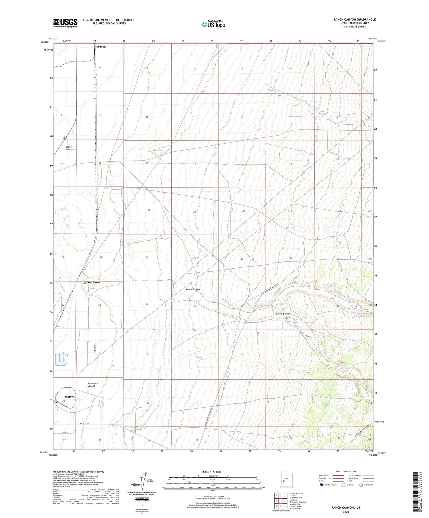 Ranch Canyon Utah US Topo Map Image