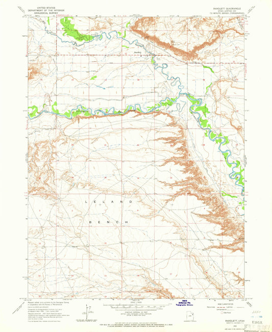 Classic USGS Randlett Utah 7.5'x7.5' Topo Map Image