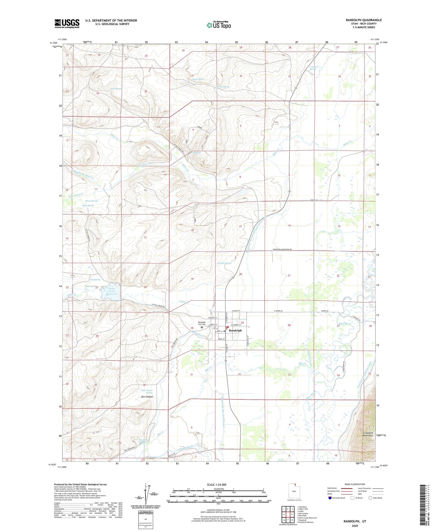 Randolph Utah US Topo Map Image