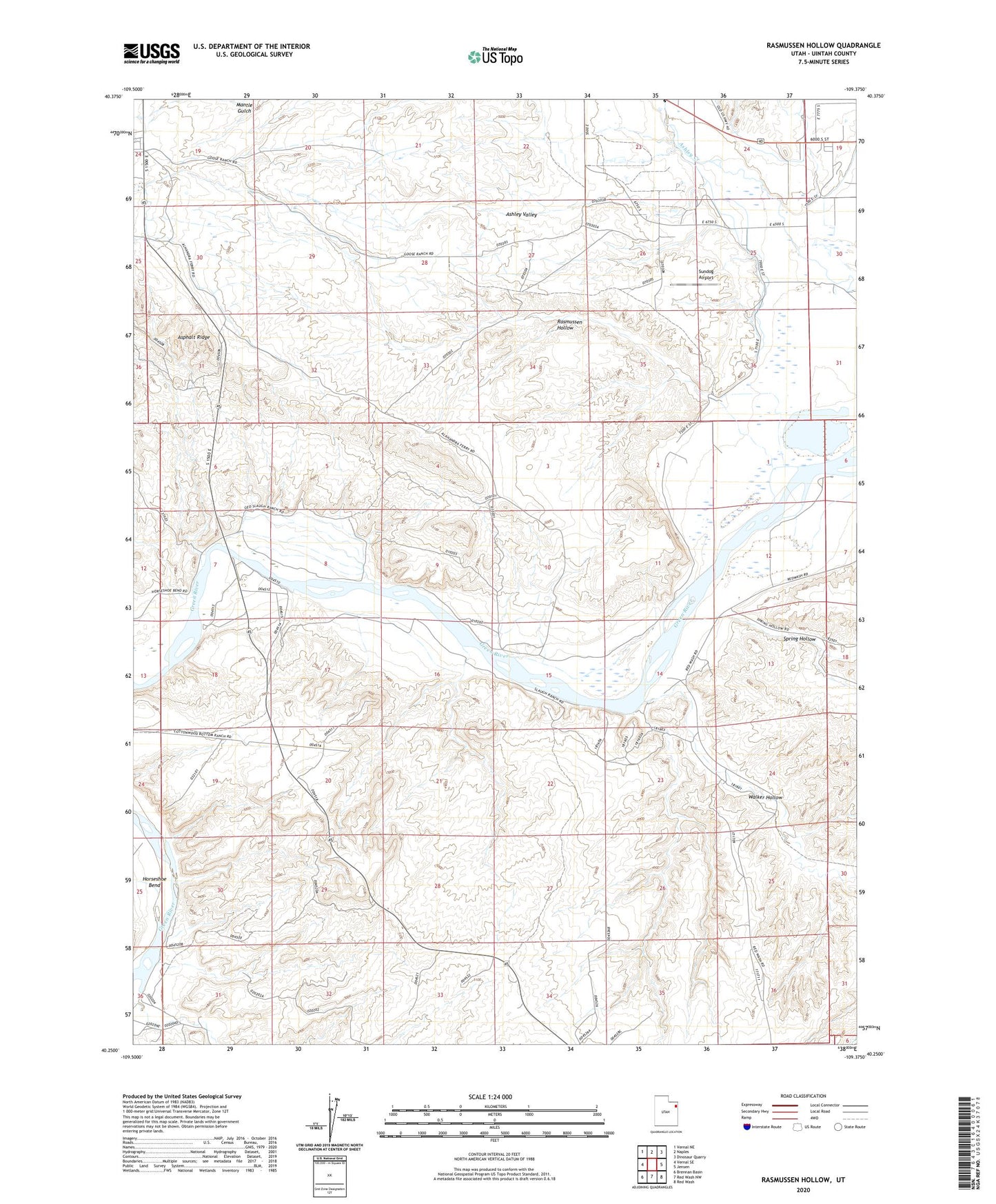 Rasmussen Hollow Utah US Topo Map Image