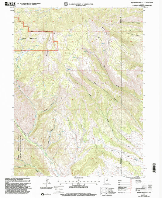 Classic USGS Raspberry Knoll Utah 7.5'x7.5' Topo Map Image