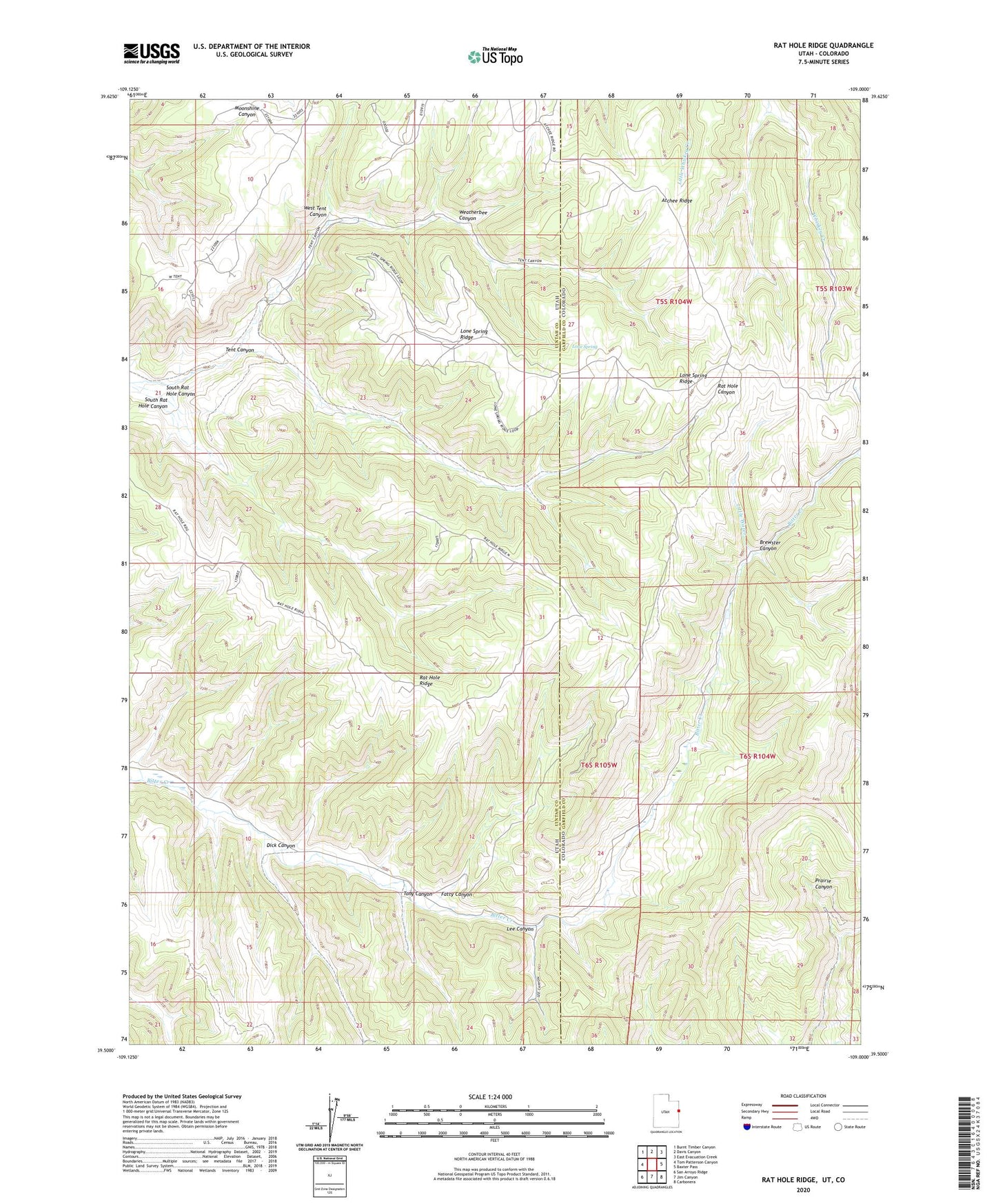 Rat Hole Ridge Utah US Topo Map Image