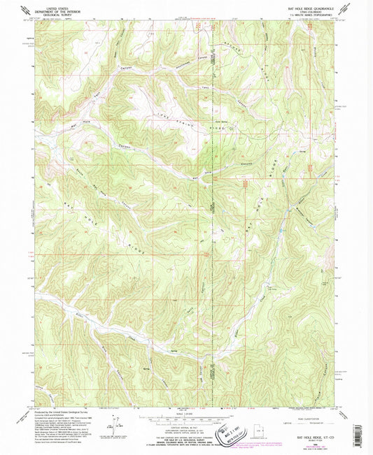 Classic USGS Rat Hole Ridge Utah 7.5'x7.5' Topo Map Image
