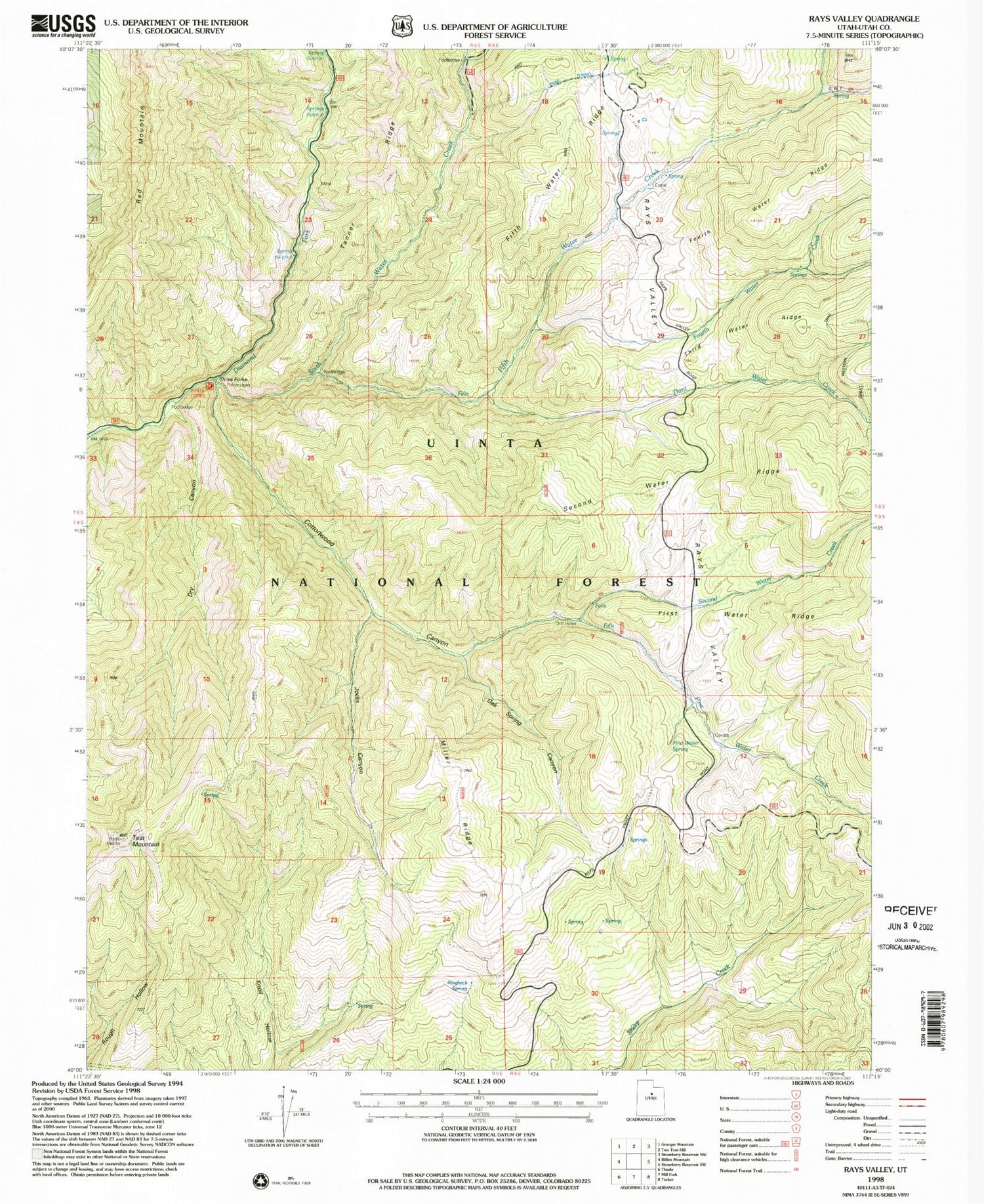 Classic USGS Rays Valley Utah 7.5'x7.5' Topo Map Image