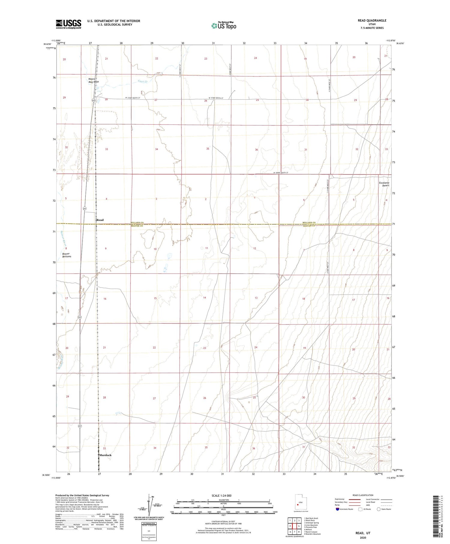 Read Utah US Topo Map Image