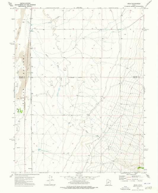 Classic USGS Read Utah 7.5'x7.5' Topo Map Image