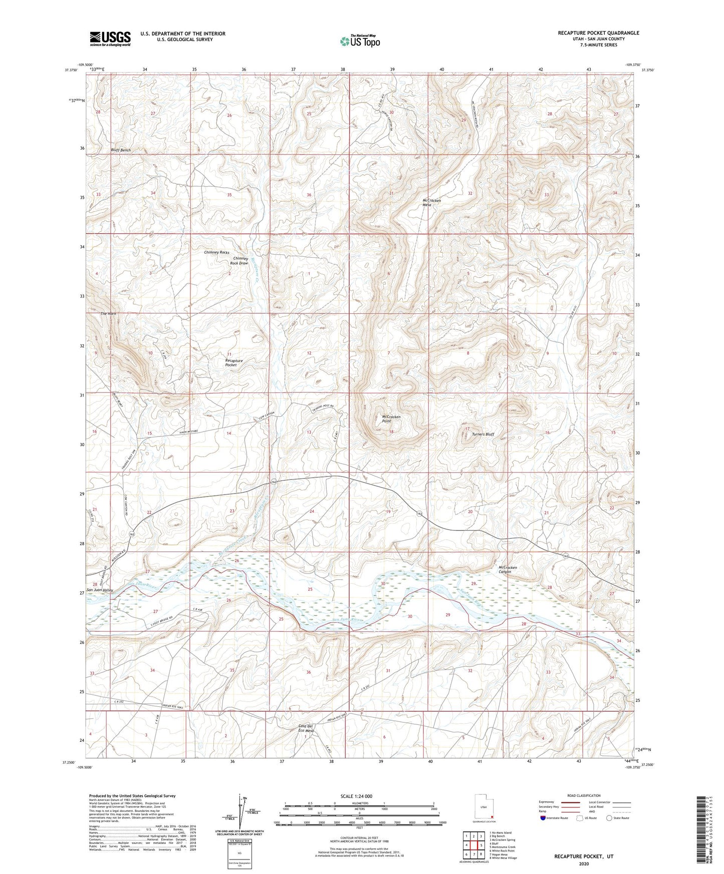 Recapture Pocket Utah US Topo Map Image