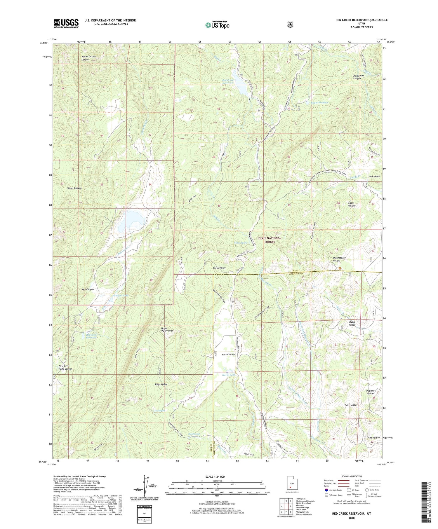 Red Creek Reservoir Utah US Topo Map Image