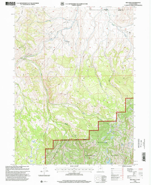 Classic USGS Red Hole Utah 7.5'x7.5' Topo Map Image