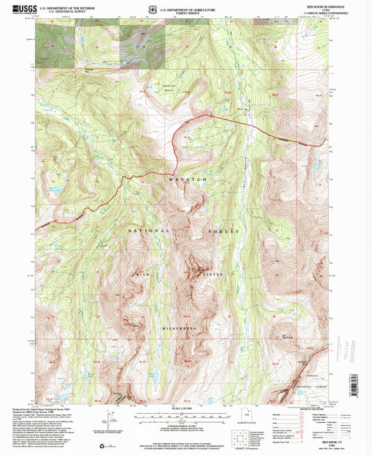 Classic USGS Red Knob Utah 7.5'x7.5' Topo Map Image
