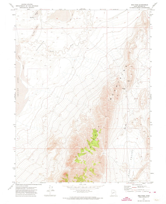 Classic USGS Red Pass Utah 7.5'x7.5' Topo Map Image