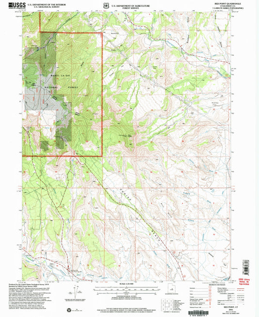 Classic USGS Red Point Utah 7.5'x7.5' Topo Map Image