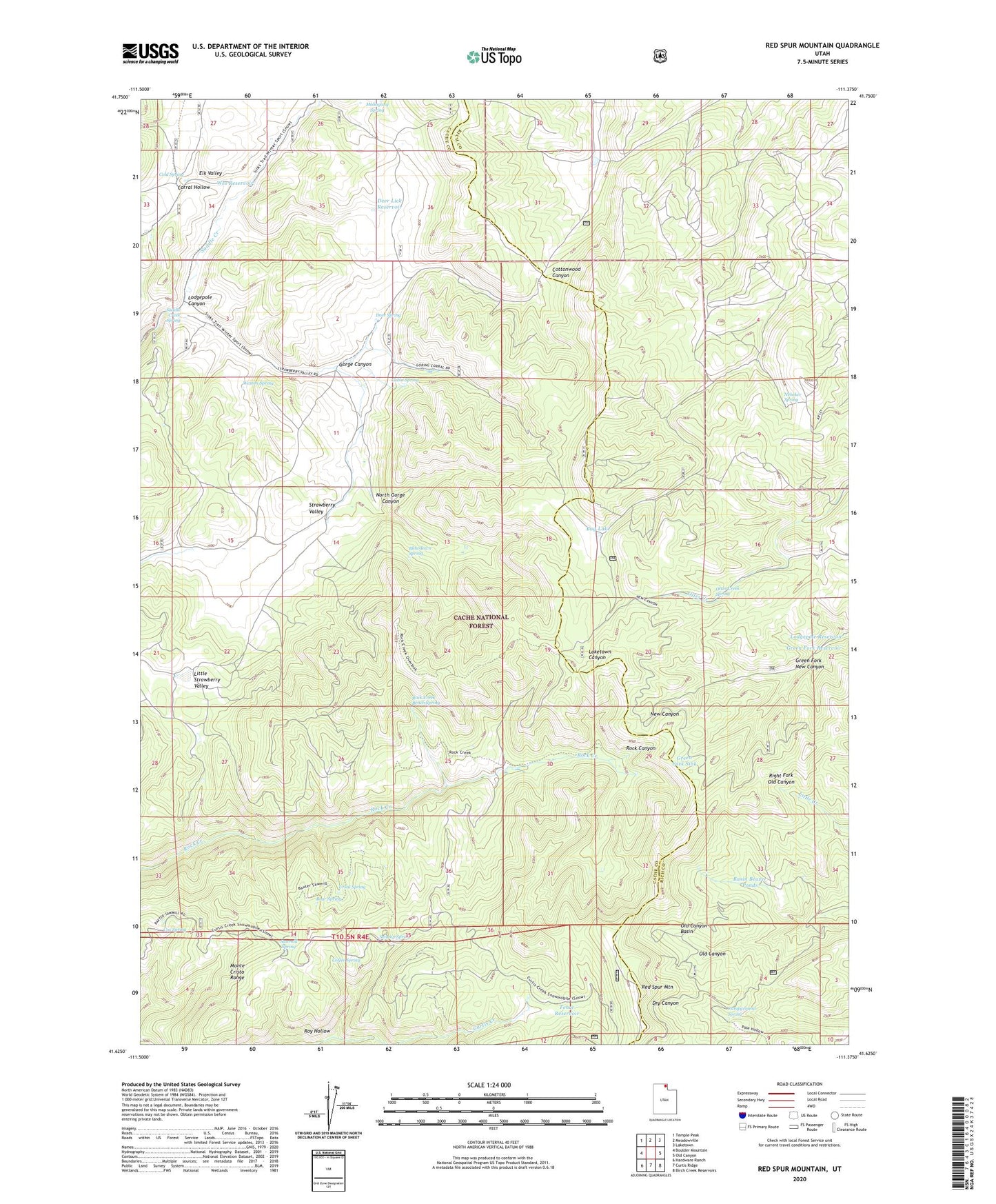 Red Spur Mountain Utah US Topo Map Image