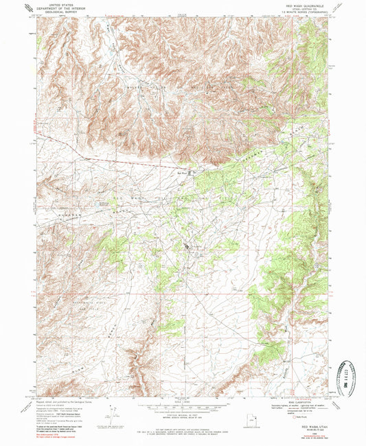 Classic USGS Red Wash Utah 7.5'x7.5' Topo Map Image