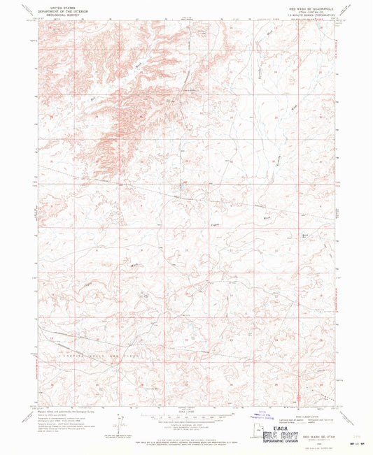 Classic USGS Red Wash SE Utah 7.5'x7.5' Topo Map Image