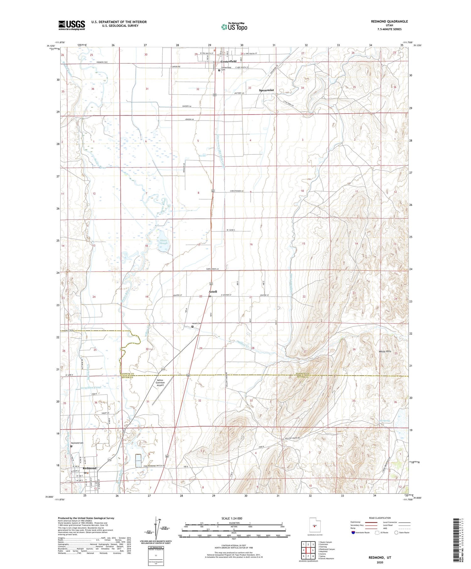 Redmond Utah US Topo Map Image
