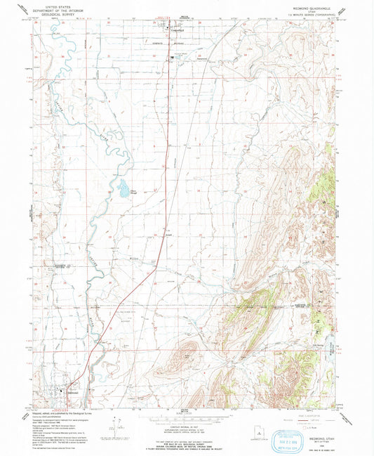 Classic USGS Redmond Utah 7.5'x7.5' Topo Map Image