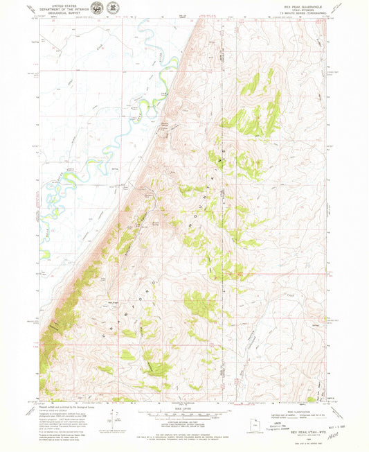 Classic USGS Rex Peak Utah 7.5'x7.5' Topo Map Image