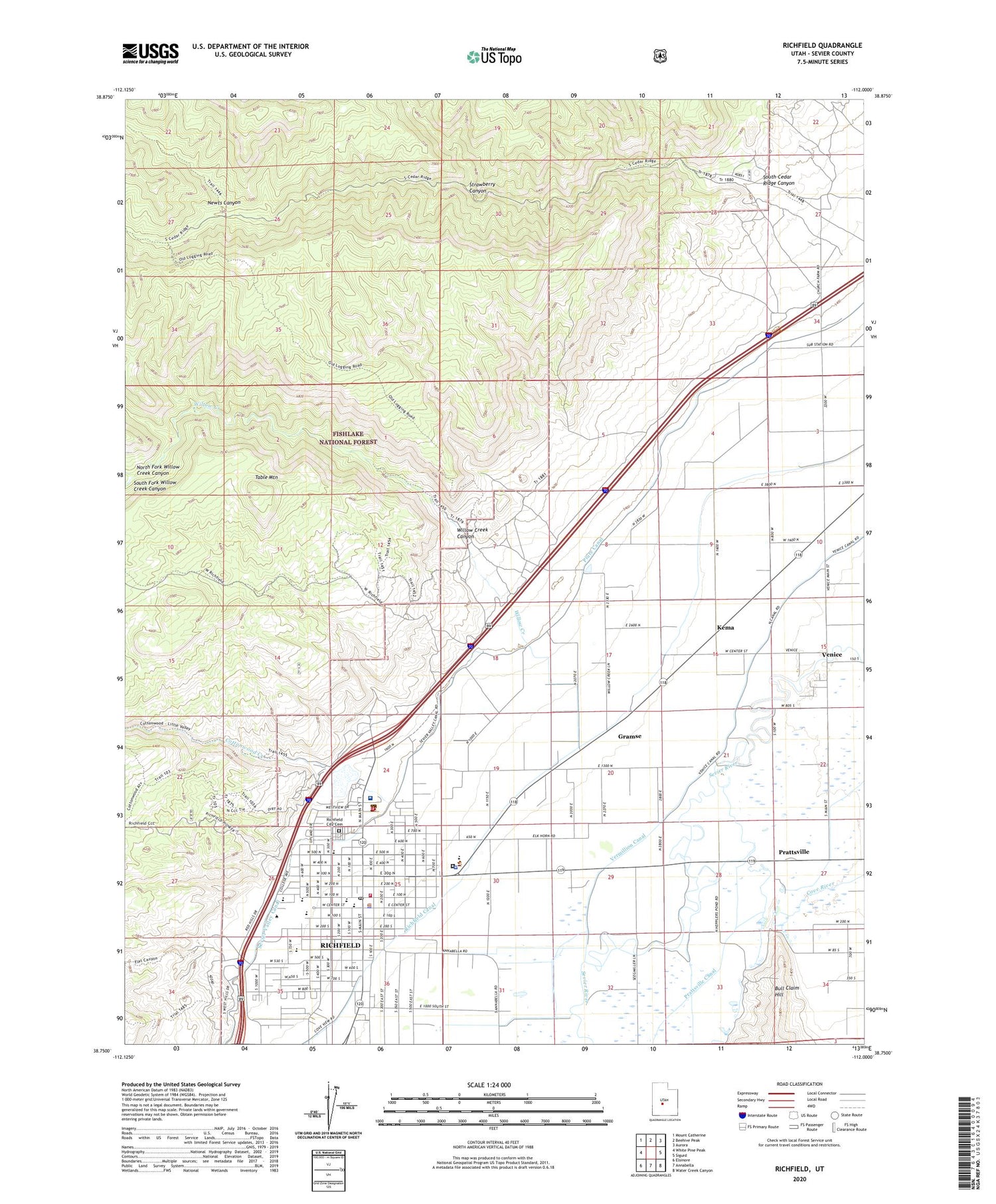 Richfield Utah US Topo Map Image