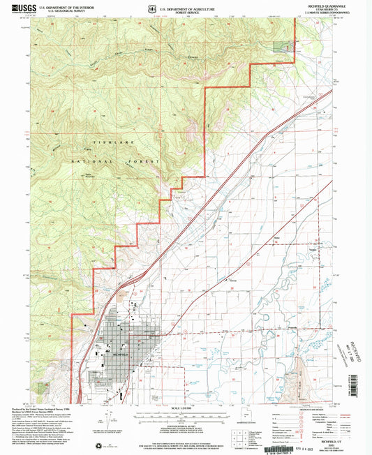 Classic USGS Richfield Utah 7.5'x7.5' Topo Map Image