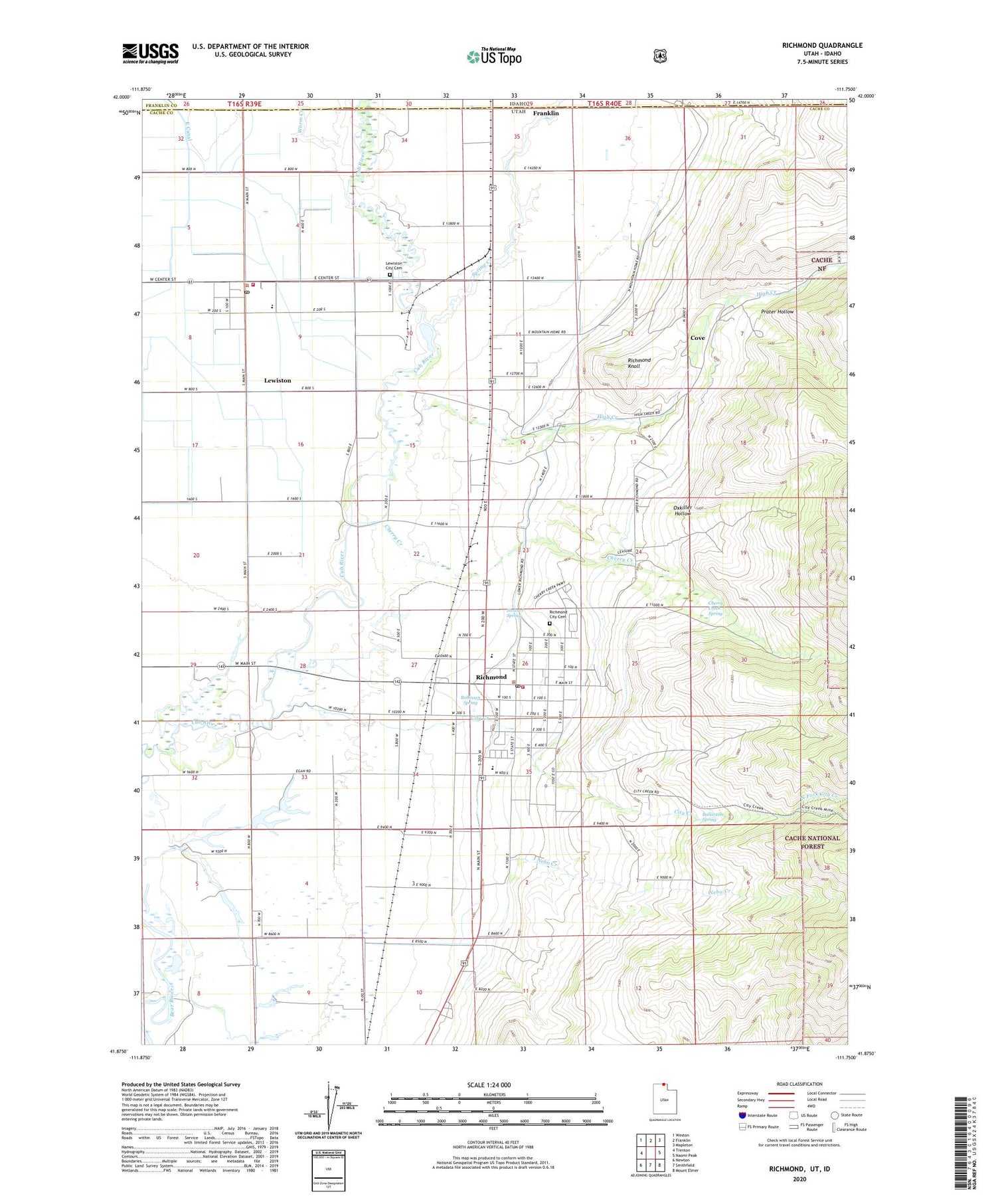 Richmond Utah US Topo Map Image