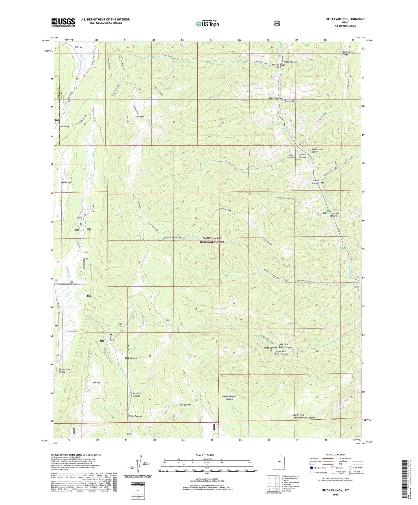 Rilda Canyon Utah US Topo Map Image