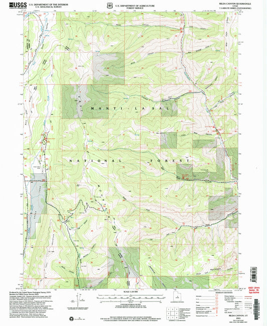 Classic USGS Rilda Canyon Utah 7.5'x7.5' Topo Map Image